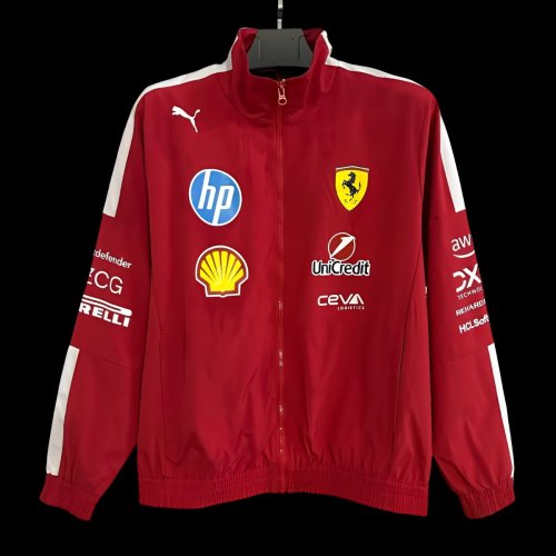 2026 F1 Ferrari Red Full Zipper Windbreaker
