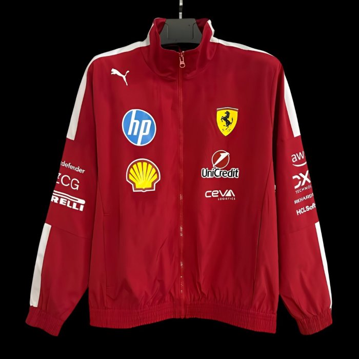 2026 F1 Ferrari Red Full Zipper Windbreaker