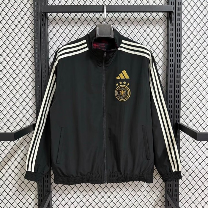 2026 Germany Black Full Zipper Windbreaker