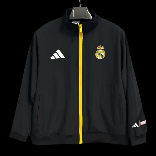 25/26 Real Madrid Marvel Black Full Zipper Windbreaker