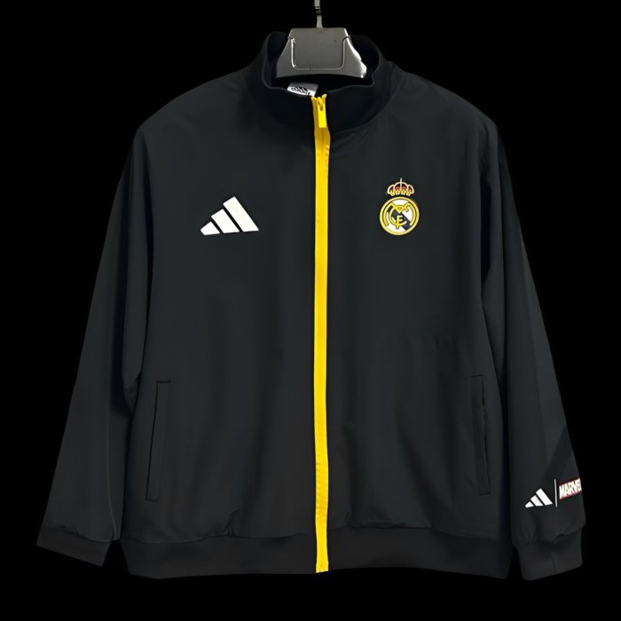 25/26 Real Madrid Marvel Black Full Zipper Windbreaker