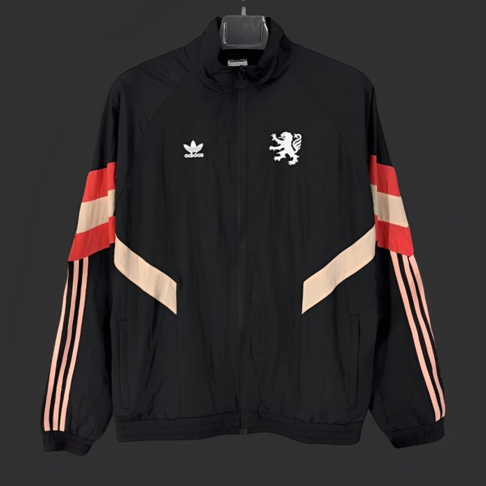 25/26 Manchester United Black/White Full Zipper Windbreaker
