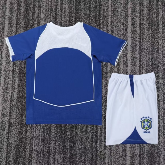 Retro Kids 2004 Brazil Away Blue Jersey
