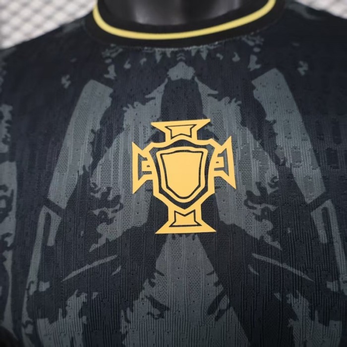 2026 Player Version Portugal Dark Grey with Abstract Graphic Pattern Jersey