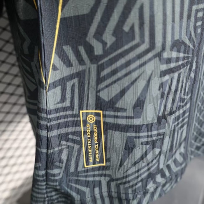 2026 Player Version Brazil Black with Gold Geometric Tribal Pattern Jersey