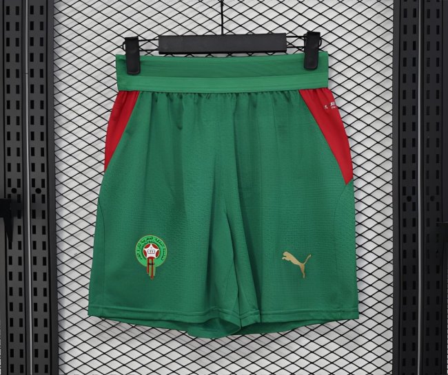 2026 Player Version Morocco Green with Red Side Panels Shorts