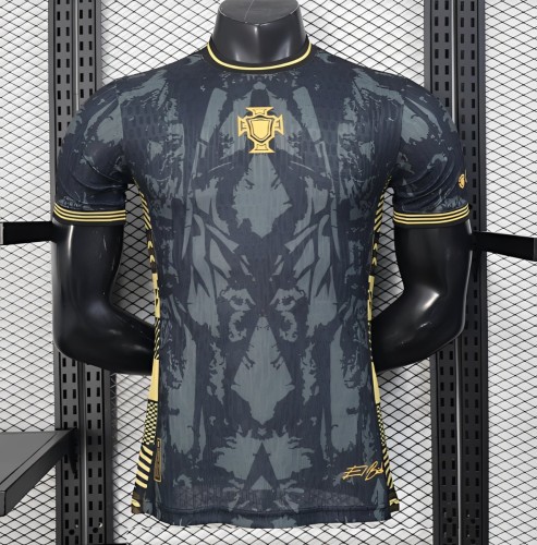 2026 Player Version Portugal Dark Grey with Abstract Graphic Pattern Jersey