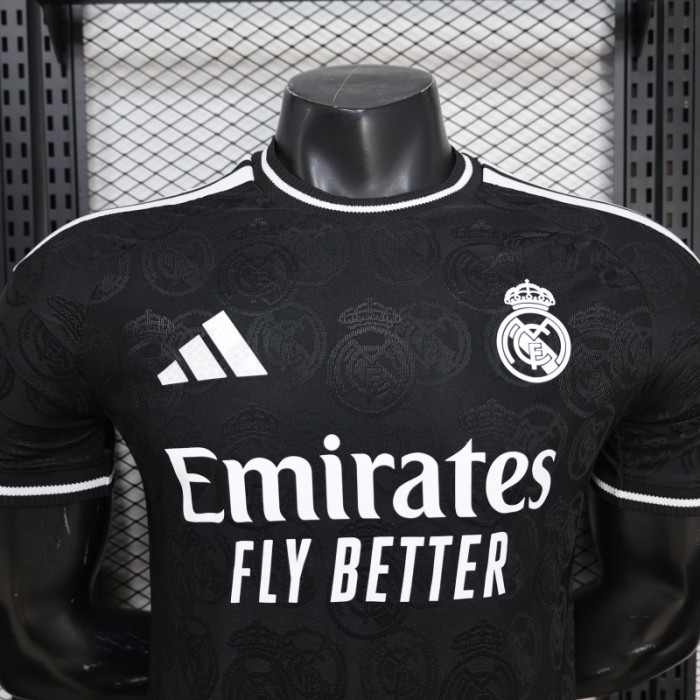 25/26 Player Version Real Madrid Black with Subtle Crest Pattern Jersey