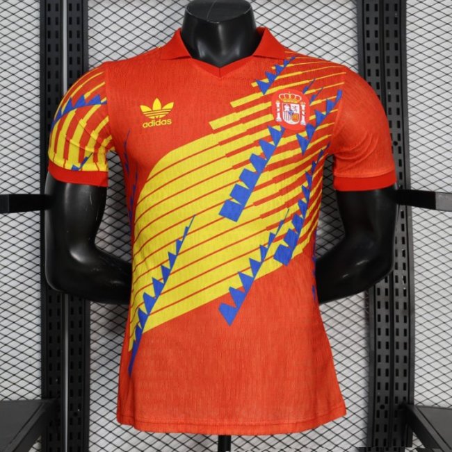 2026 Player Version Spain Red with Yellow and Blue Diamond Pattern Jersey