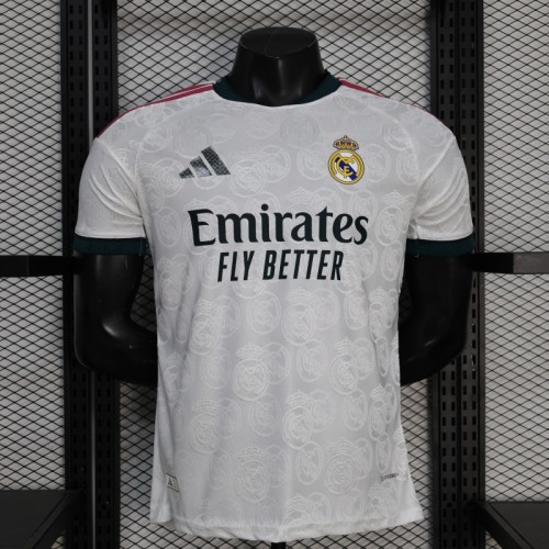 25/26 Player Version Real Madrid White with Subtle Crest Pattern Jersey