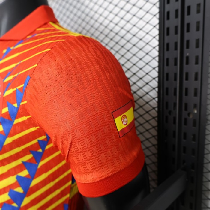 2026 Player Version Spain Red with Yellow and Blue Diamond Pattern Jersey