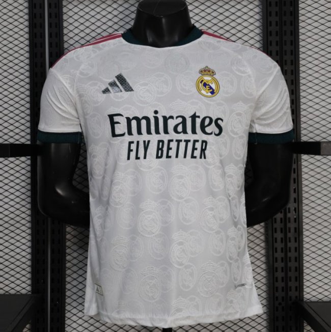 25/26 Player Version Real Madrid White with Subtle Crest Pattern Jersey