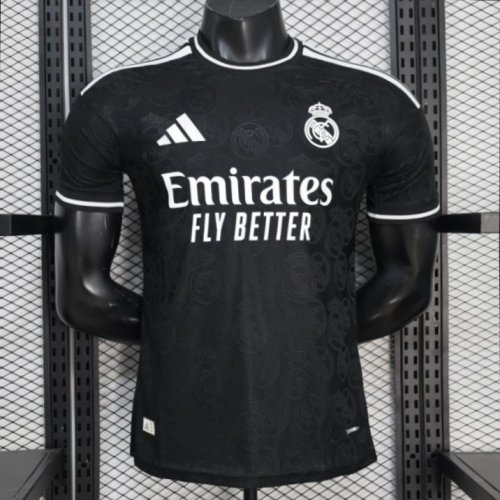25/26 Player Version Real Madrid Black with Subtle Crest Pattern Jersey