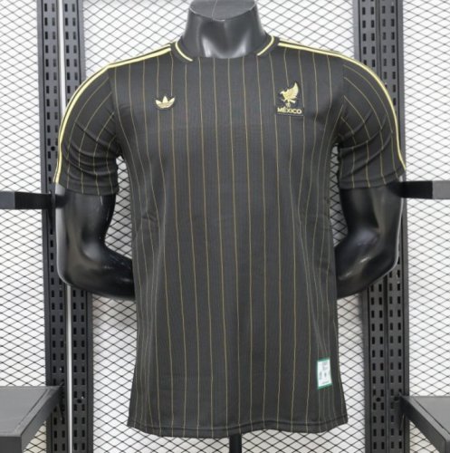 2026 Player Version Mexico Black with Gold Pinstripes Jersey