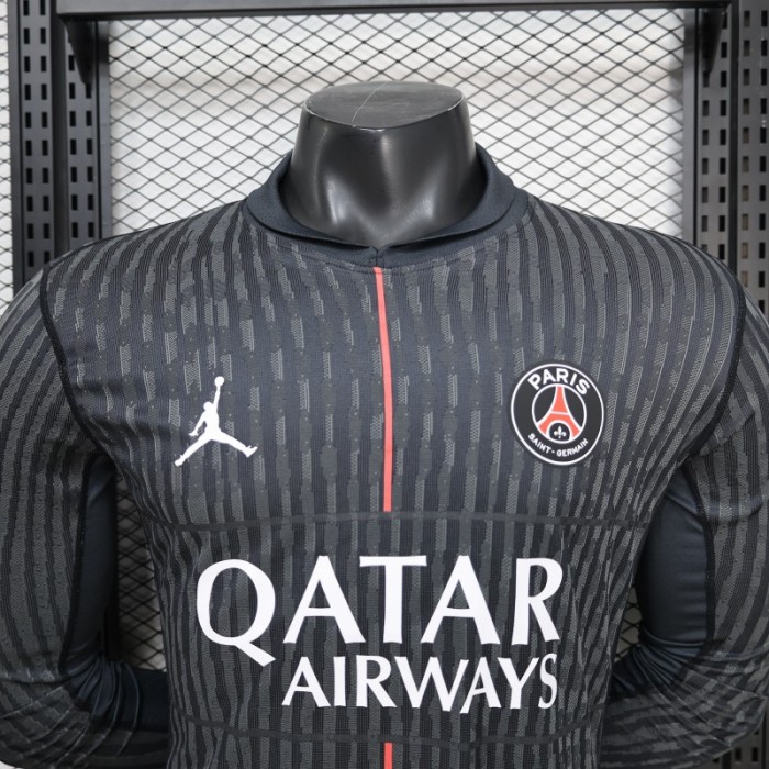 25/26 Player Version Paris Saint-Germain Black with Grey  Long Sleeve Jersey