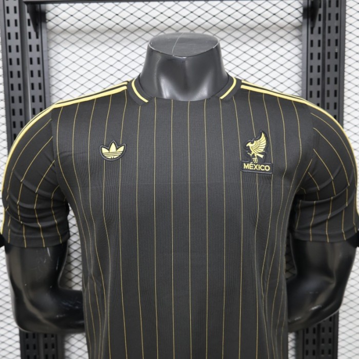2026 Player Version Mexico Black with Gold Pinstripes Jersey