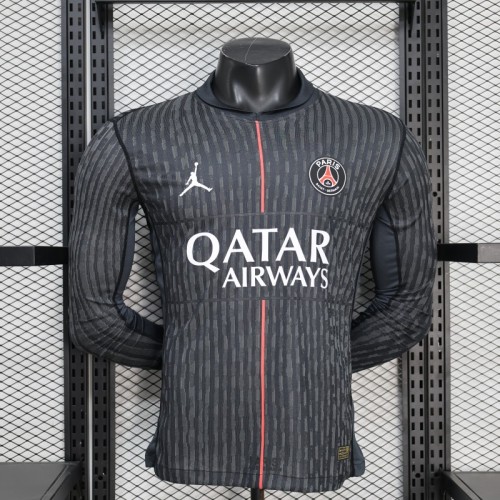 25/26 Player Version Paris Saint-Germain Black with Grey  Long Sleeve Jersey
