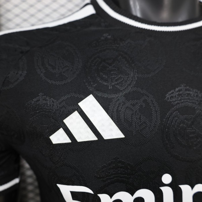 25/26 Player Version Real Madrid Black with Subtle Crest Pattern Jersey