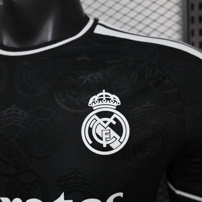 25/26 Player Version Real Madrid Black with Subtle Crest Pattern Jersey