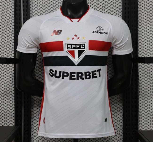 Player Version 26/27  São Paulo FC White with Red and Black Horizontal Stripes Jersey