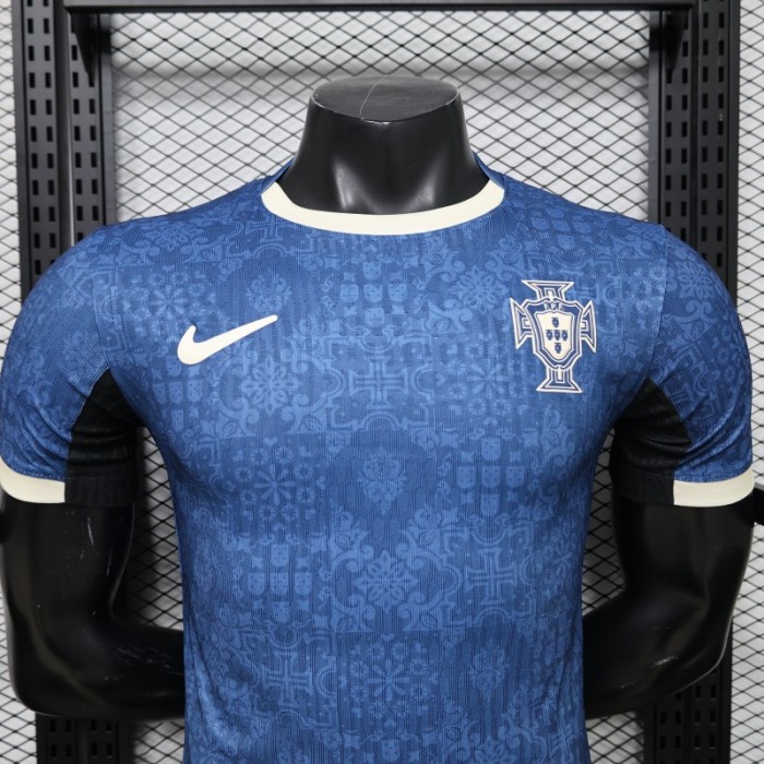 Player Version 2027 Portugal Away Blue with Jacquard Pattern Jersey