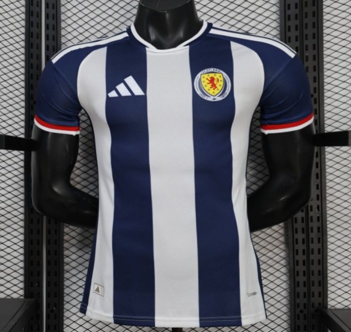 Player Version 2027 Scotland Away White/Navy Vertical Stripes Jersey