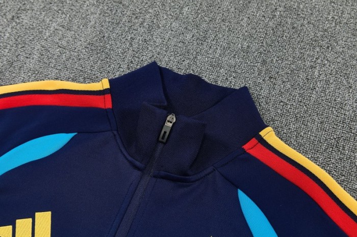 26/27 Spain Navy Blue Full Zipper Jacket Tracksuit + Long Pants