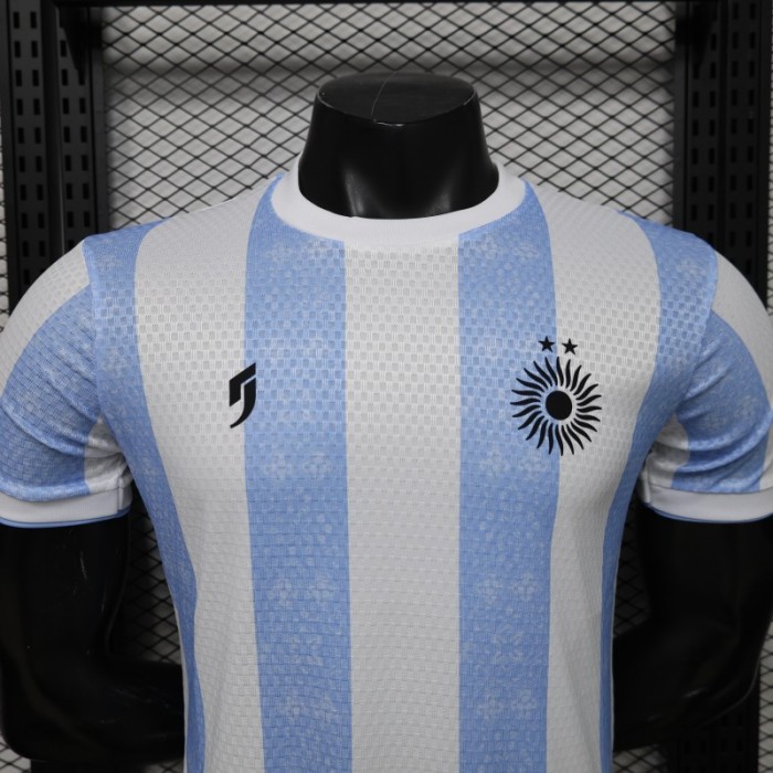 Player Version 2027 Argentina Home White & Light Blue Stripe Maradona Tribute Jersey