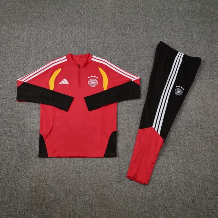 26/27 Germany Red Half Zipper Jacket Tracksuit + Long Pants