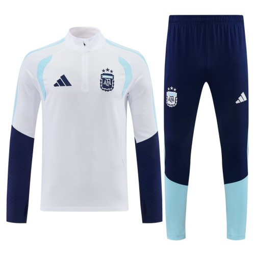 26/27 Argentina White Half Zipper Jacket  Tracksuit + Long Pants