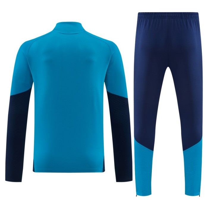 26/27 Spain Light Blue Half Zipper Jacket  Tracksuit + Long Pants