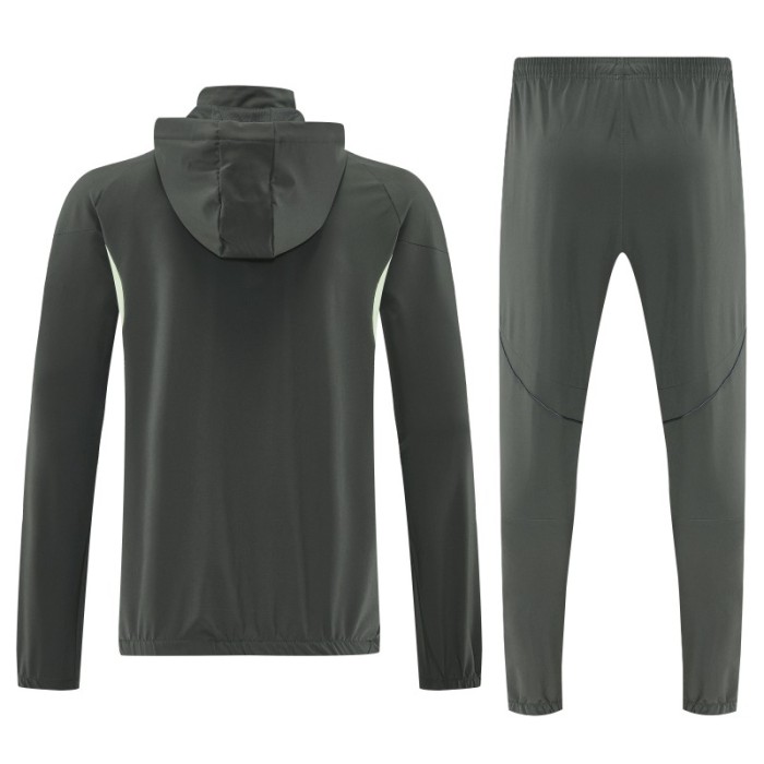 26/27 Adidas Dark Olive Green Full Zipper Hooded Jacket Tracksuit + Long Pants