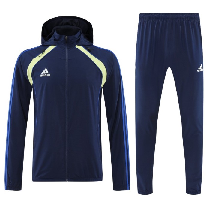26/27 Adidas Navy Blue Full Zipper Hooded Jacket Tracksuit + Long Pants