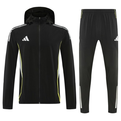 26/27 Adidas Black Full Zipper Hooded Jacket Tracksuit + Long Pants