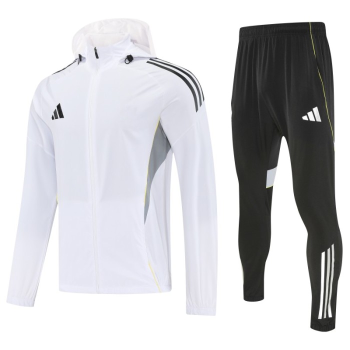 26/27 Adidas White Full Zipper Hooded Jacket Tracksuit + Long Pants