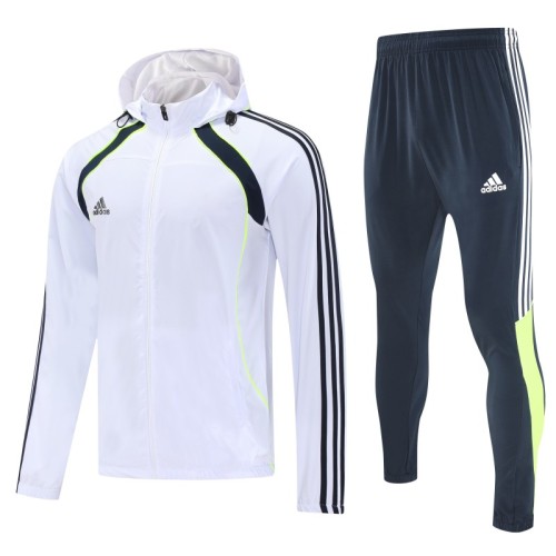 26/27 Adidas  White Full Zipper Hooded Jacket Tracksuit + Long Pants
