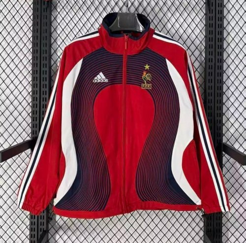 Retro 2006 France Red Full Zipper Windbreaker