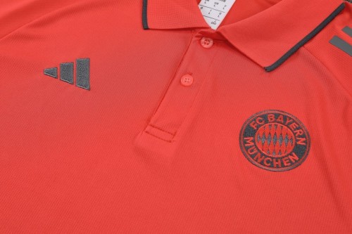26/27  Bayern Munich Red Polo Training Shirt +Grey  Long Pants Tracksuit