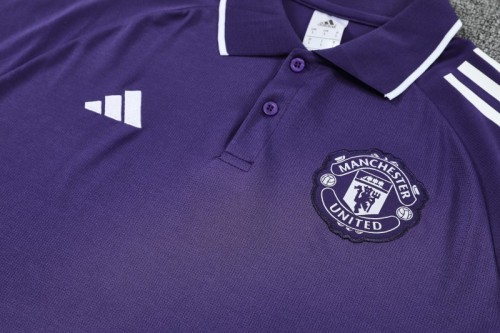 26/27  Manchester United Purple Polo Training Shirt + Long Pants Tracksuit