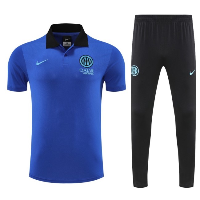 26/27 Inter Milan Blue Polo Training Shirt + Black Long Pants Tracksuit
