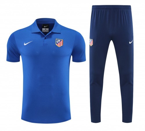 26/27  Atletico Madrid Blue  Polo Training Shirt + Long Pants Tracksuit