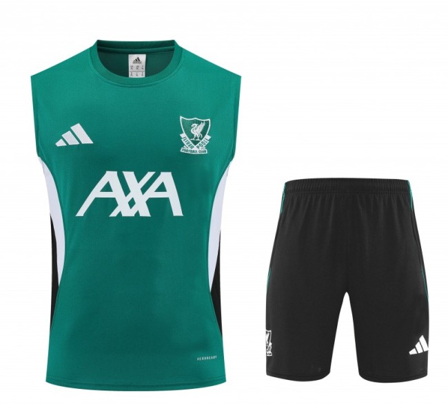 26/27 Liverpool Green Sleeveless Training Vest + Black Shorts Set