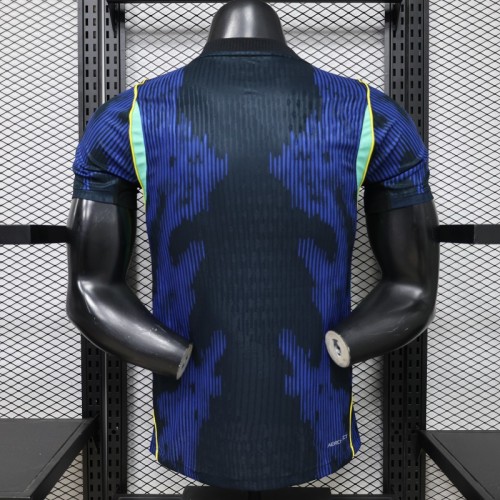 Player Version 2026 Brazil Dark Navy & Blue with Geometric Stripe Pattern Jersey