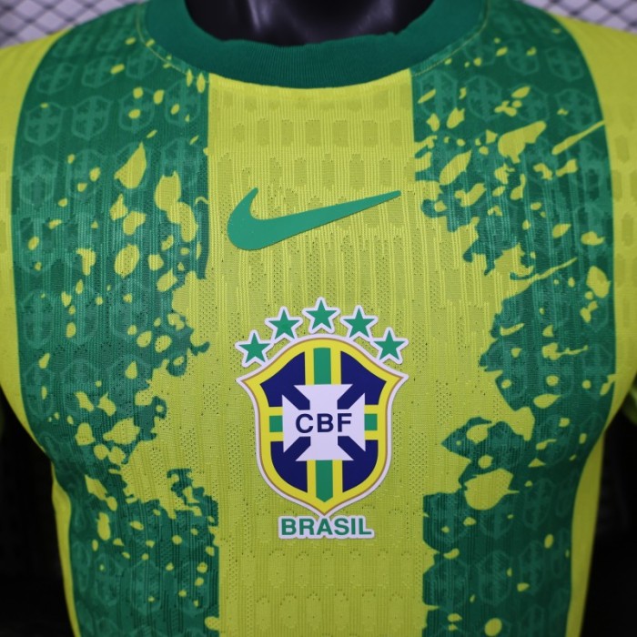Player Version 2026 Brazil Yellow & Green Vertical Stripe Special Edition Jersey