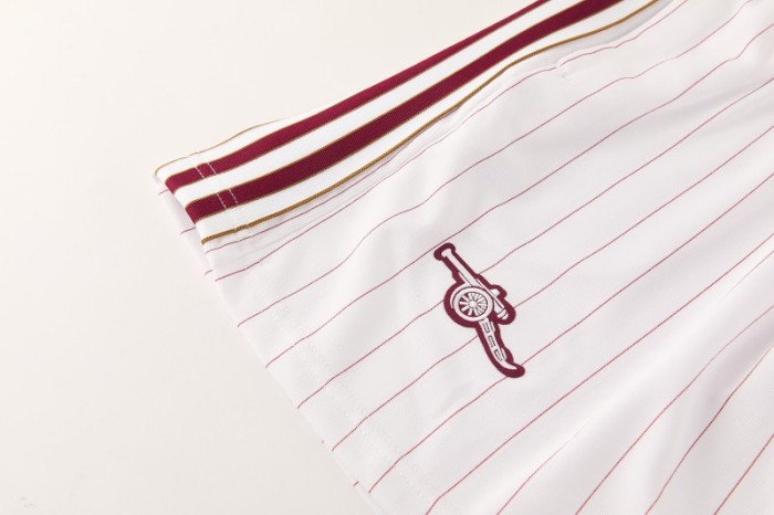 26/27 Arsenal  White Pinstripe Short Sleeve+Soccer Shorts