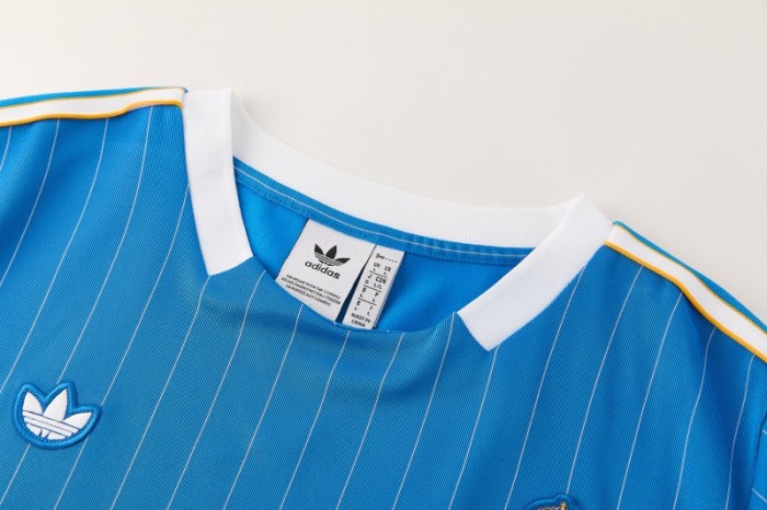 26/27 Real Madrid  Blue Pinstripe  Short Sleeve+Soccer Shorts