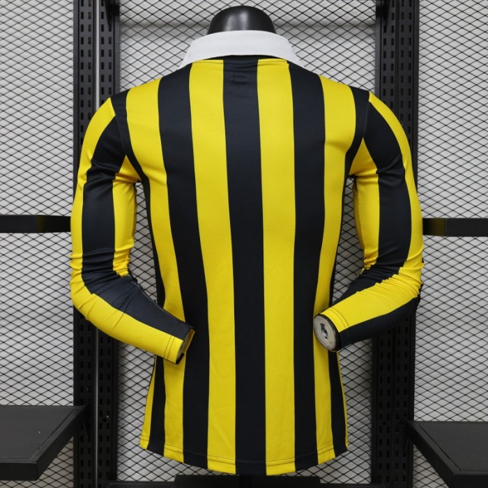 Player Version 2026 Peñarol Yellow & Black Vertical Stripes Long Sleeve Retro Heritage Jersey