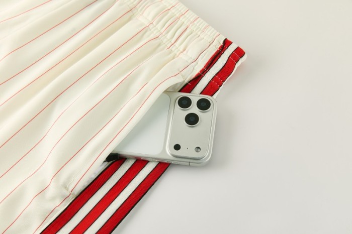 26/27 Benfica × Adidas Originals Off-White Pinstripe Short Sleeve+Soccer Shorts