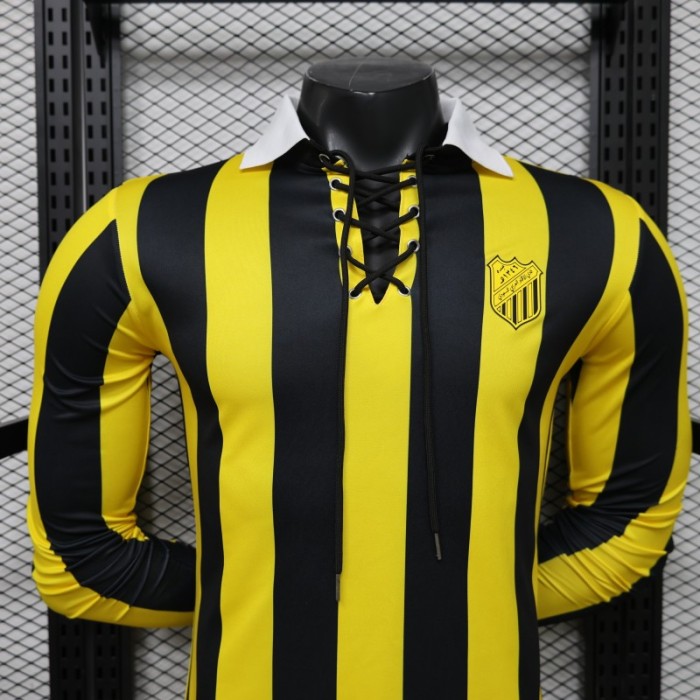 Player Version 2026 Peñarol Yellow & Black Vertical Stripes Long Sleeve Retro Heritage Jersey