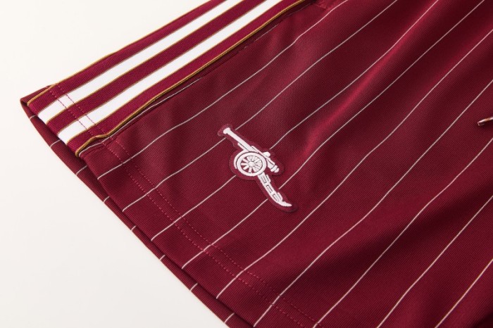 26/27  Arsenal  Maroon Pinstripe Short Sleeve+Soccer Shorts